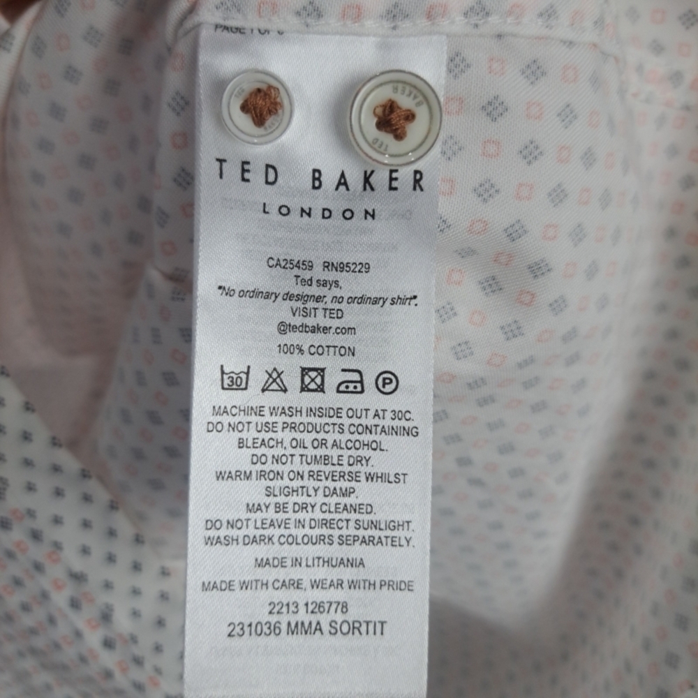 Ted Baker London Men's 4 Short Sleeve Hidden Button Down Shirt - Picture 7 of 8